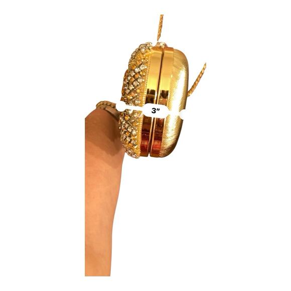 NINA Gold Pink Sparkling Beaded Evening Clutch Box Purse - Picture 15 of 15